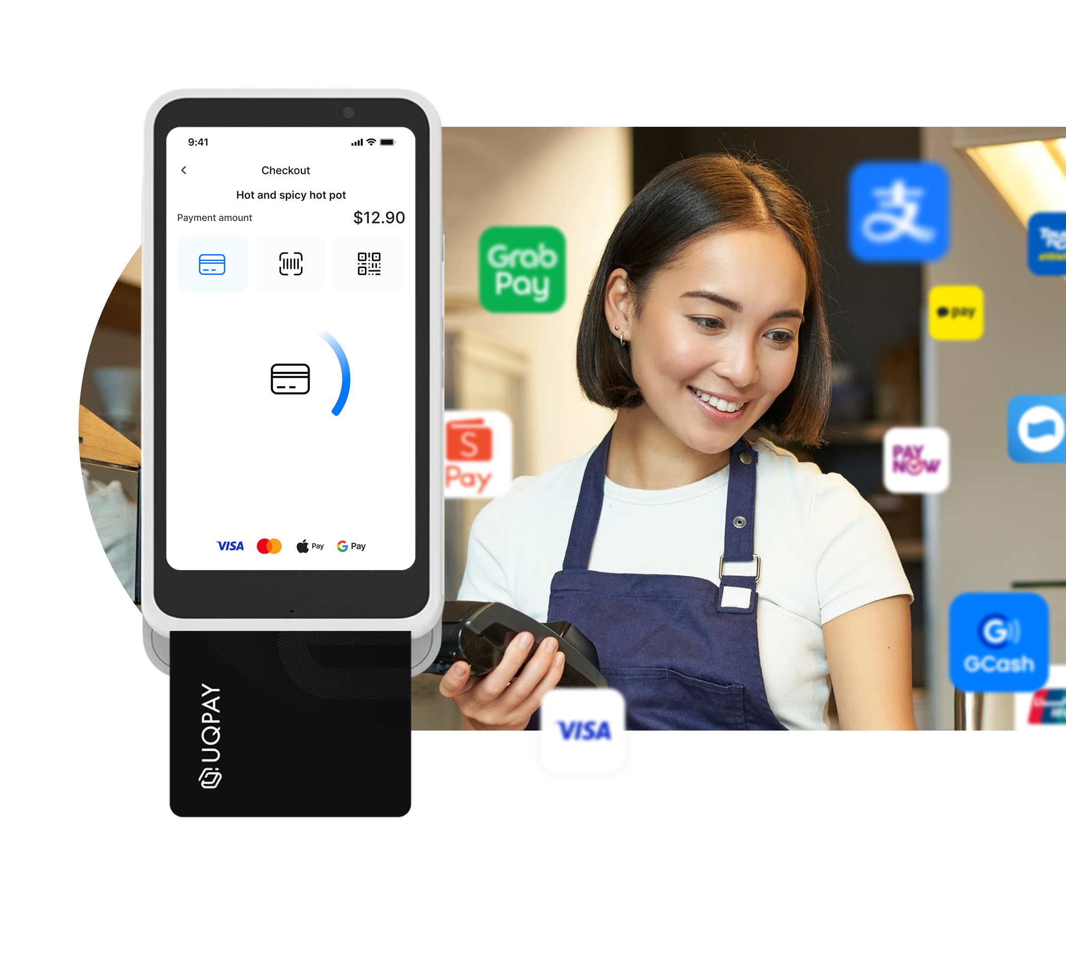In-store payment terminal illustration