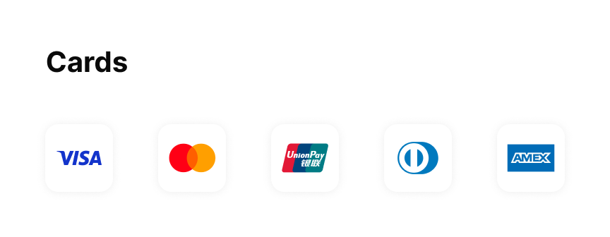 Supported payment methods (set 1)